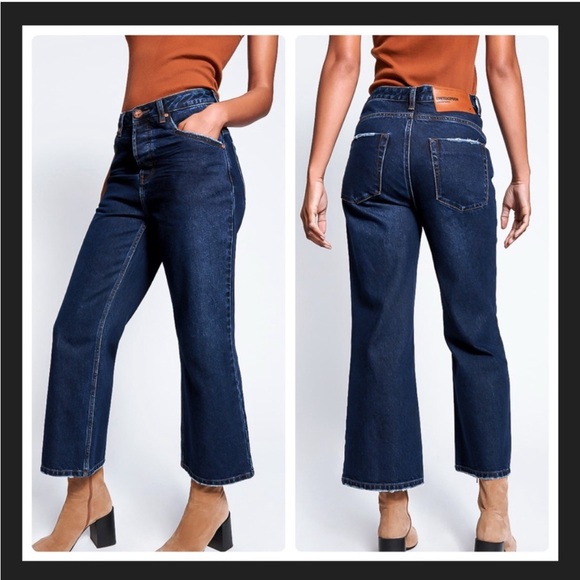 One Teaspoon Virgin Blue Libertines High Waist Cropped Women's Jeans 26 Dark - Picture 1 of 9